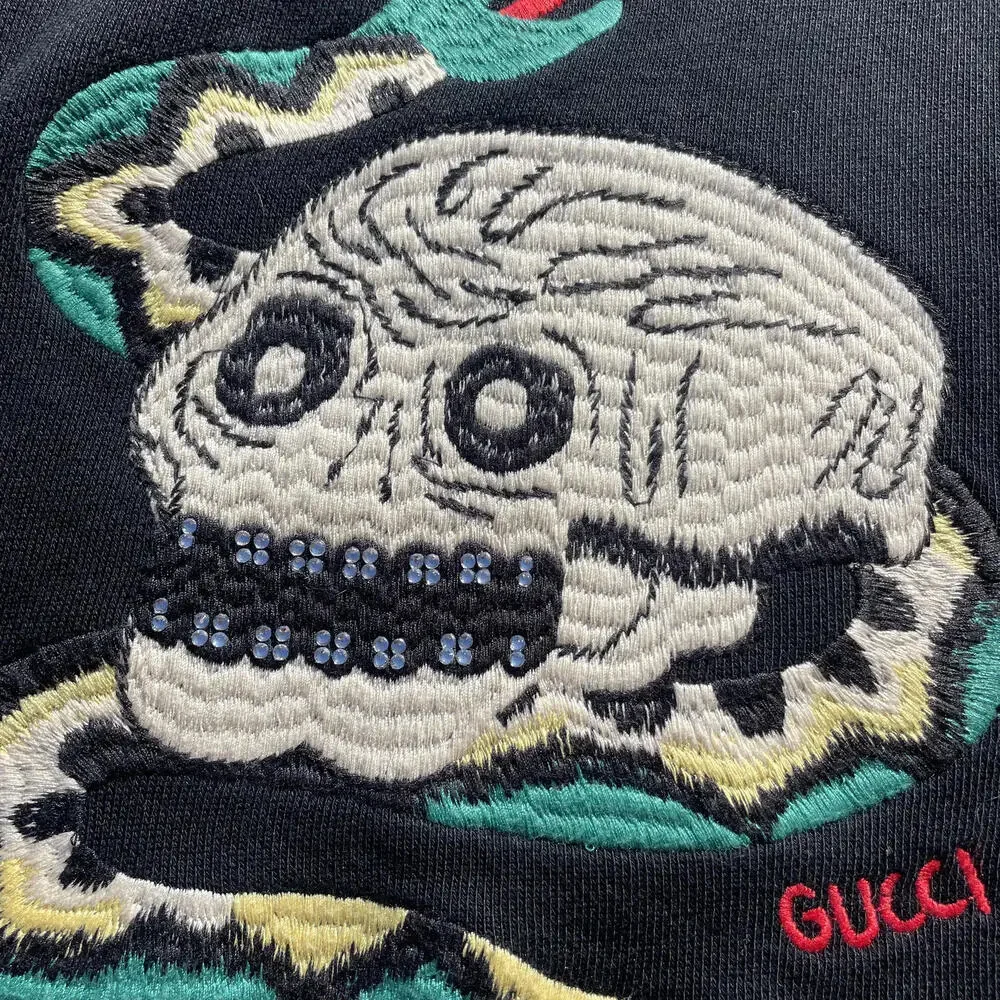 Gucci Embroidered Skull & Snake Hoodie RARE Authenticated L